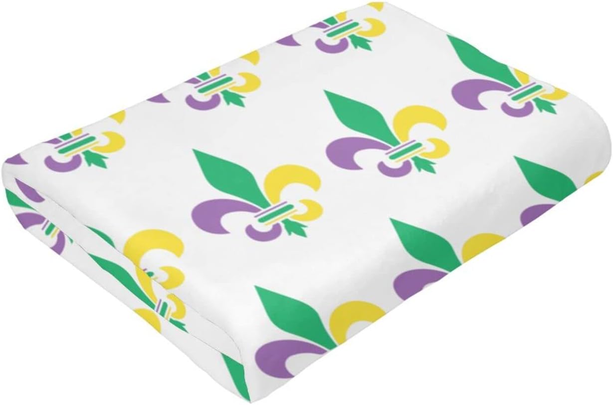 Manta de franela de Mardi Gras con diseño de flor de lis, suave, mullida, acogedora, para sofá, cálida y decorativa