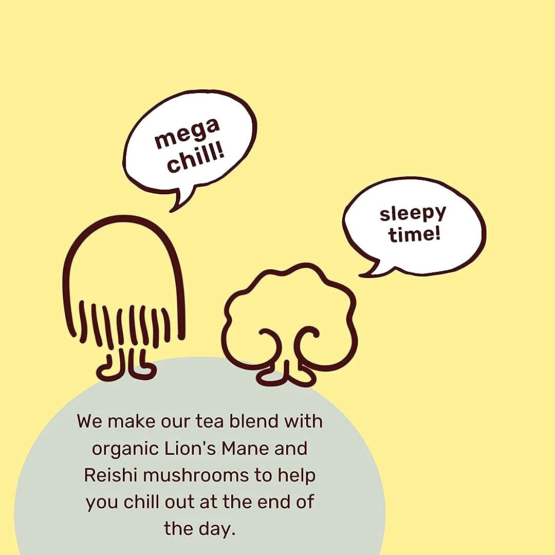 Wunderground Dream Supply – Té instantáneo de manzanilla y champiñones con melena de león orgánica y reishi, 10 paquetes para llevar