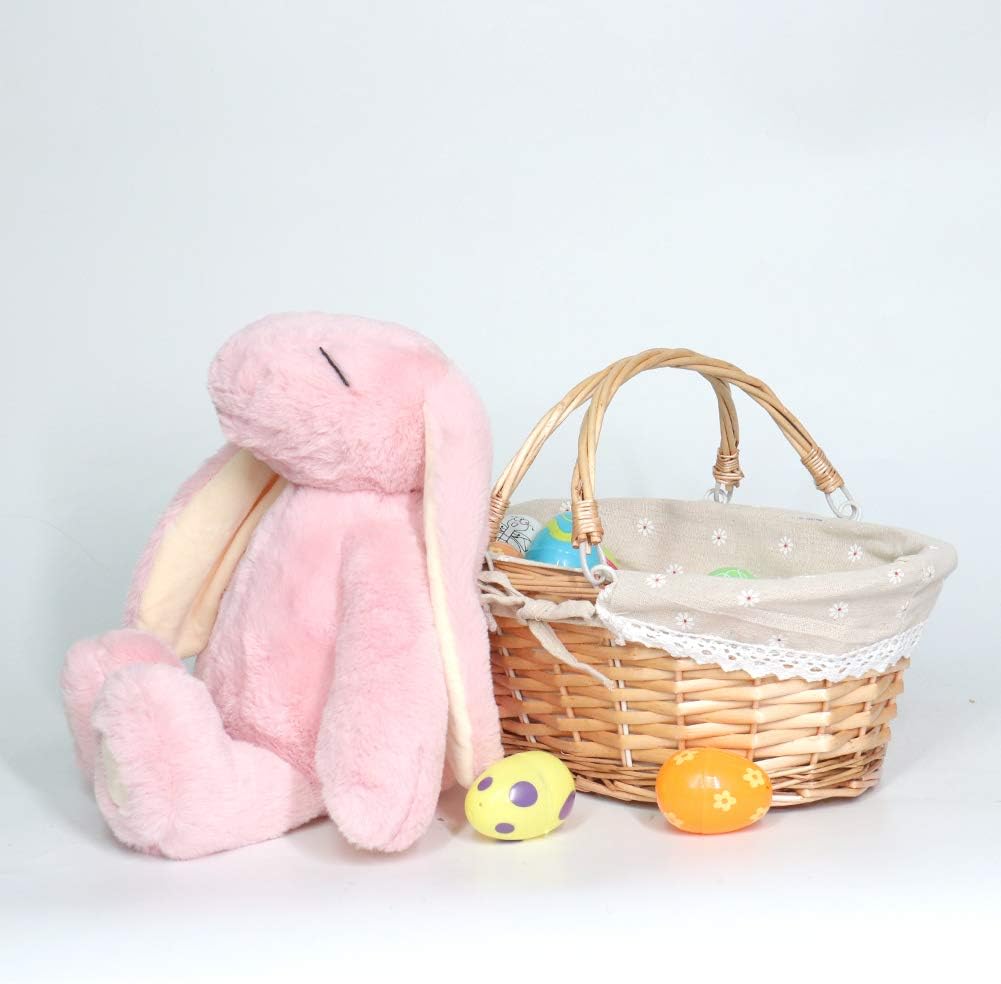 Cesta de mimbre para regalo, cesta de picnic tejida de sauce ovalada vacía, cesta de dulces de Pascua, cesta de almacenamiento grande, cesta de vino