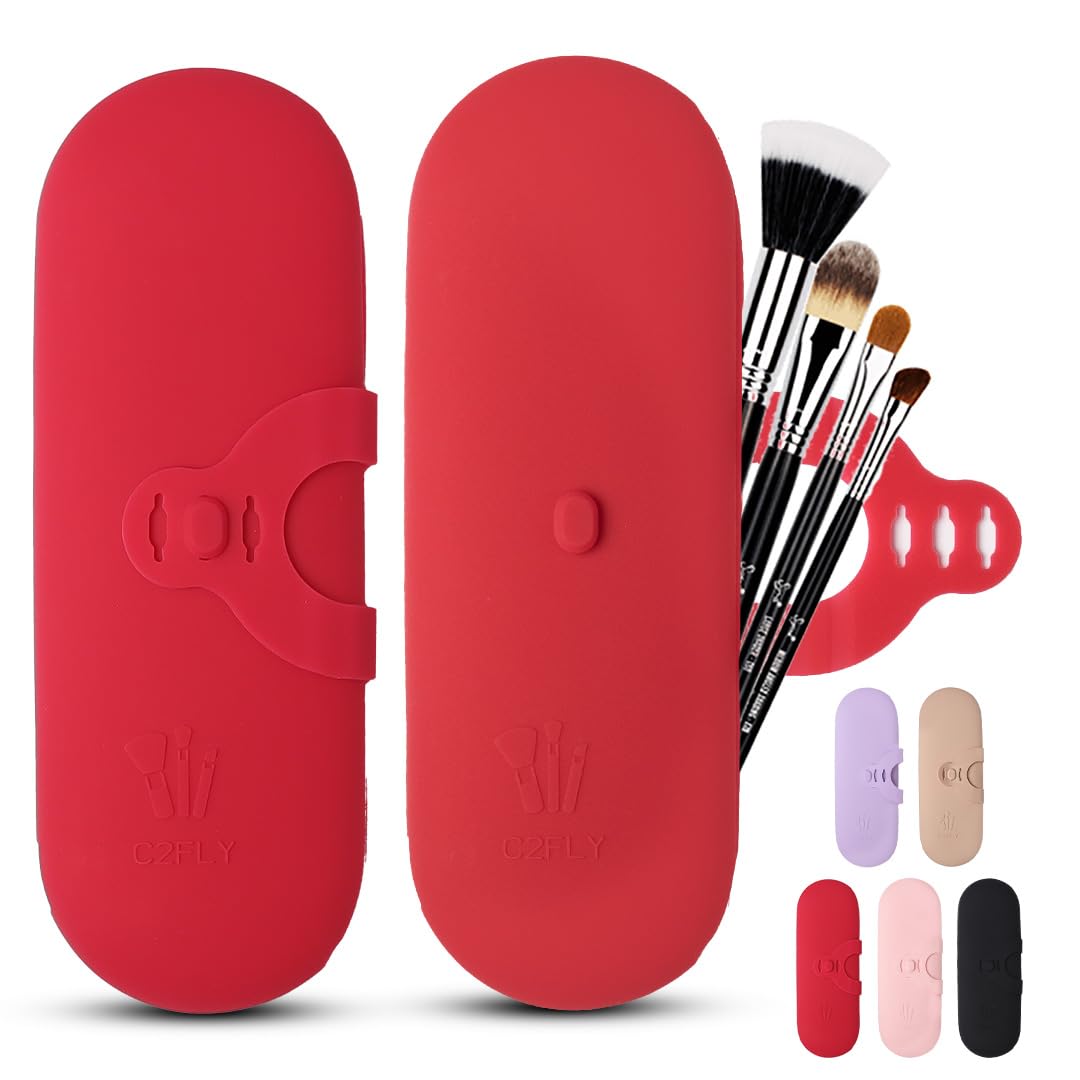 Estuche de viaje de silicona para brochas de maquillaje, estuche de viaje compacto y versátil para brochas de maquillaje, duradero y fácil de
