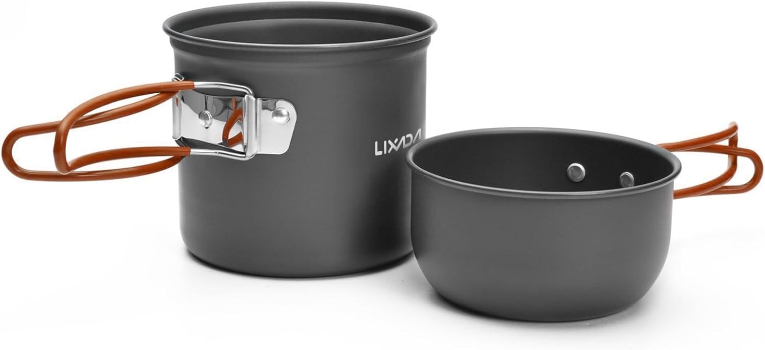 HUIOP Olla, utensilios de cocina de camping, utensilios de cocina para acampar, kit de desorden portátil, juego de cocina para ollas y sartenes