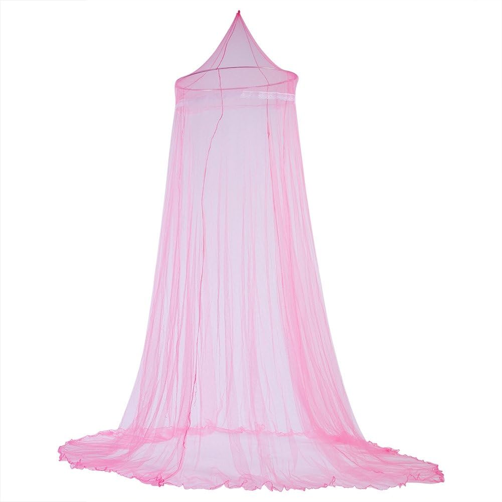 VBESTLIFE Elegante cortina de encaje de princesa para cama de niños con ventilación, tela ligera y hermosa decoración para dormitorio de niñas (rosa)