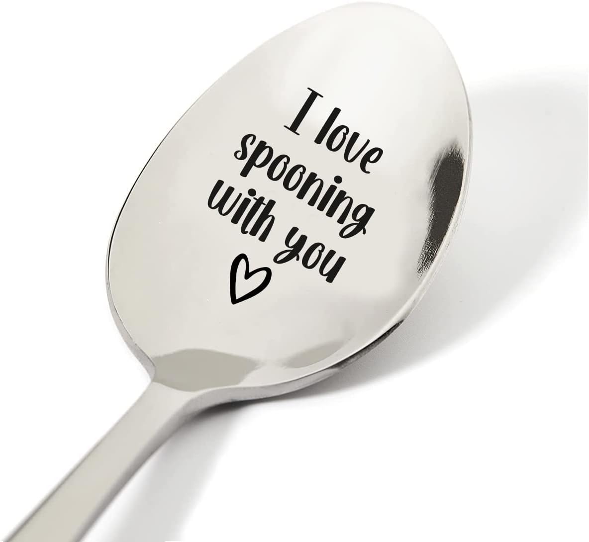 I love spooning with you Cuchara de acero inoxidable grabada para café, té, cereales, helado, regalo grabado para élella, mango resistente de 7