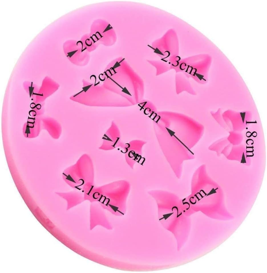 Molde de silicona para pajarita, 8 mini moldes de lazo, fondant, azúcar, manualidades, herramienta de decoración de tartas, rosa