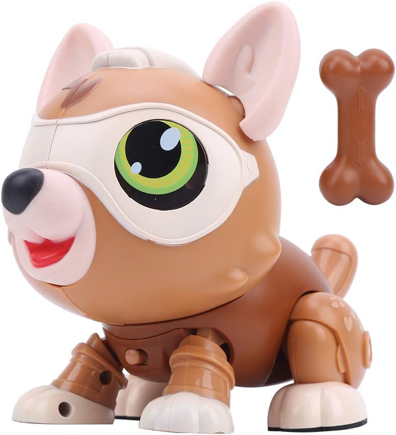 Zerodis Robot electrónico de juguete para perro, robot inteligente con control de voz y sensor de tacto interactivo para niños, niñas, niños (marrón)