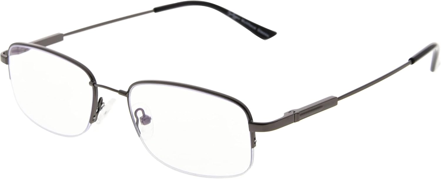 Eyekepper Lentes de lectura progresivos con protección UV de medio borde, 3 niveles, multienfoque, para hombres y mujeres, marco de memoria flexible