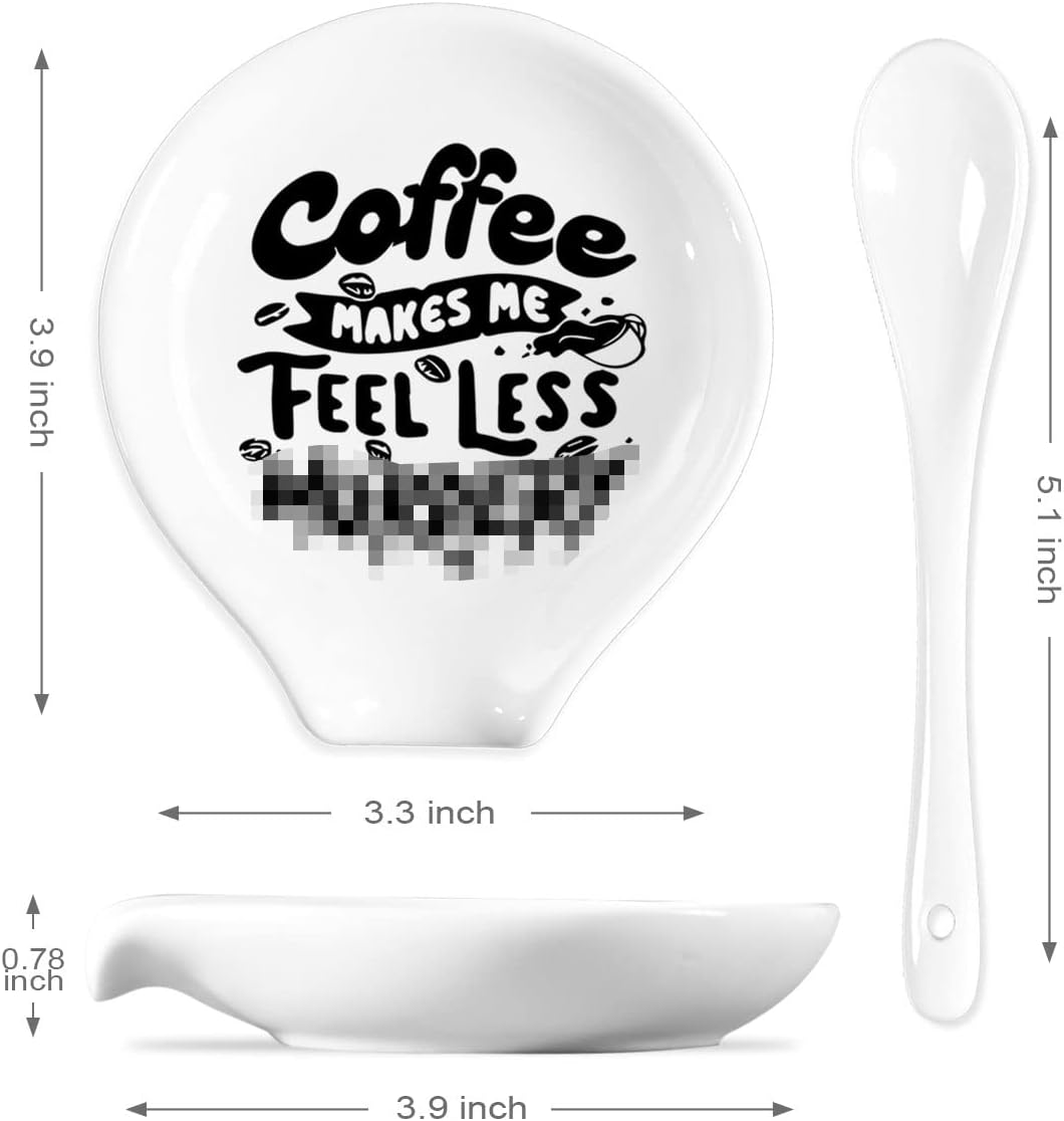 Cuchara de café y reposo, divertida cita de café de cerámica, soporte para cuchara de café, decoración de estación, accesorios de barra de café,