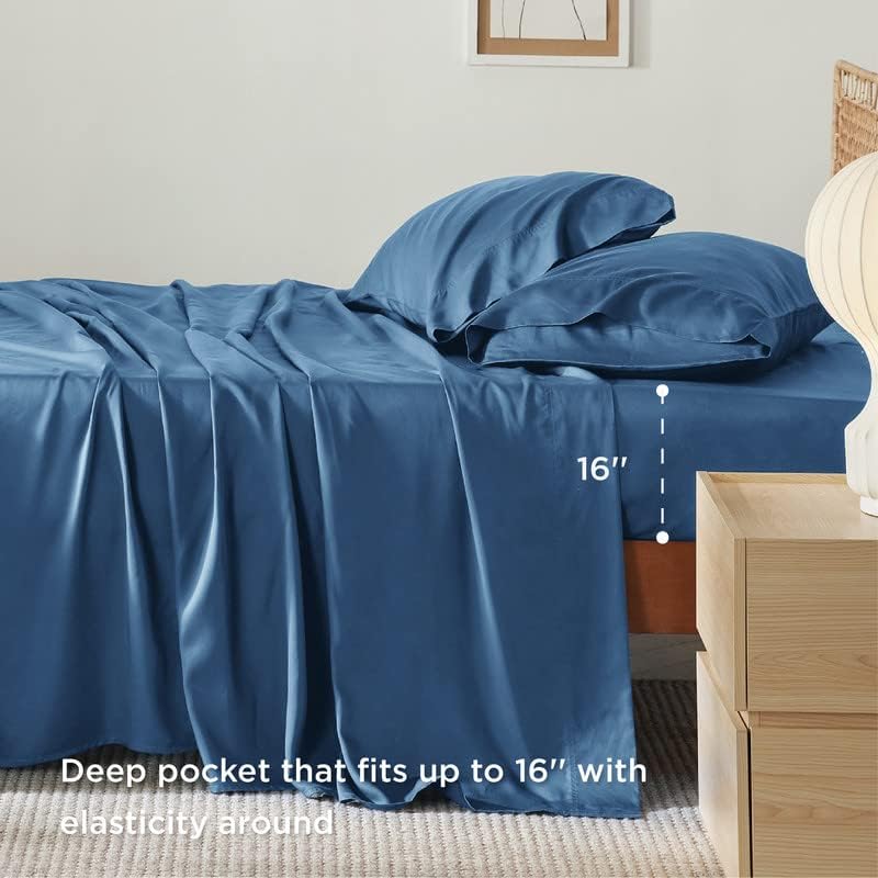 Bedsure Juego de sábanas tamaño California King, sábanas refrescantes, rayón derivado de bambú, bolsillo profundo de hasta 16 pulgadas, sábanas
