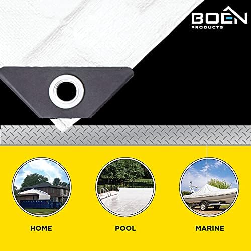 Cubierta de lona blanca resistente de 10 mil de grosor, multipropósito, impermeable, lona ideal para toldo de tienda, barco, RV o cubierta de