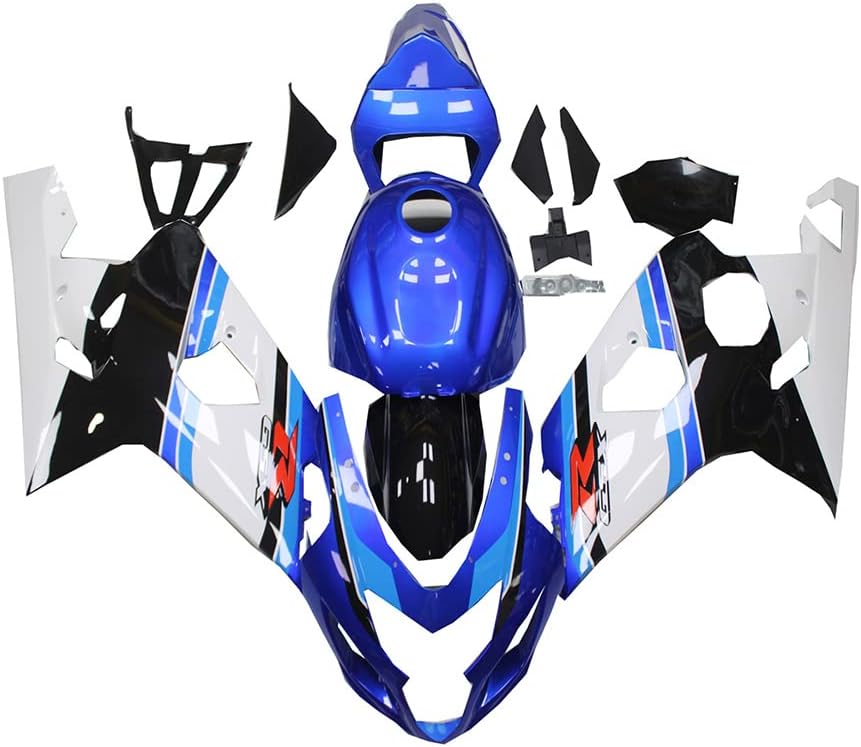 Completo blanco azul negro carenado apto para Suzuki 2004 2005 GSXR 600750 Molde de inyección ABS plástico Carrocería nuevo mercado de accesorios