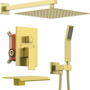 Sistema de ducha de 12 pulgadas con cabezal de ducha de lluvia de alta presión, cabezal de ducha de mano, kit de ajuste de boquilla de grifo de Sistema de ducha de 12 pulgadas con cabezal de ducha de lluvia de alta presión, cabezal de ducha de mano, kit de ajuste de boquilla de grifo de