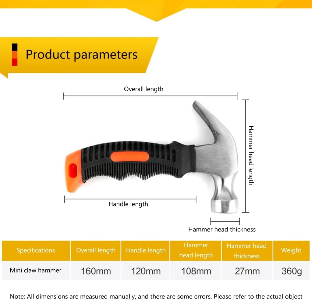 Martillo de clavo de garra martillo mango ergonómico portátil herramienta casera al aire