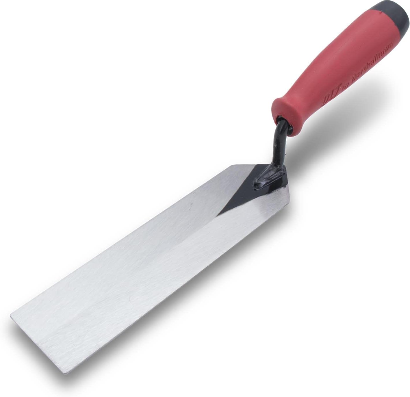 QLT by Marshalltown MTSG52SS – Paleta de margen para mampostería, 5 x 2 pulgadas, mango rojo de agarre suave, color rojo