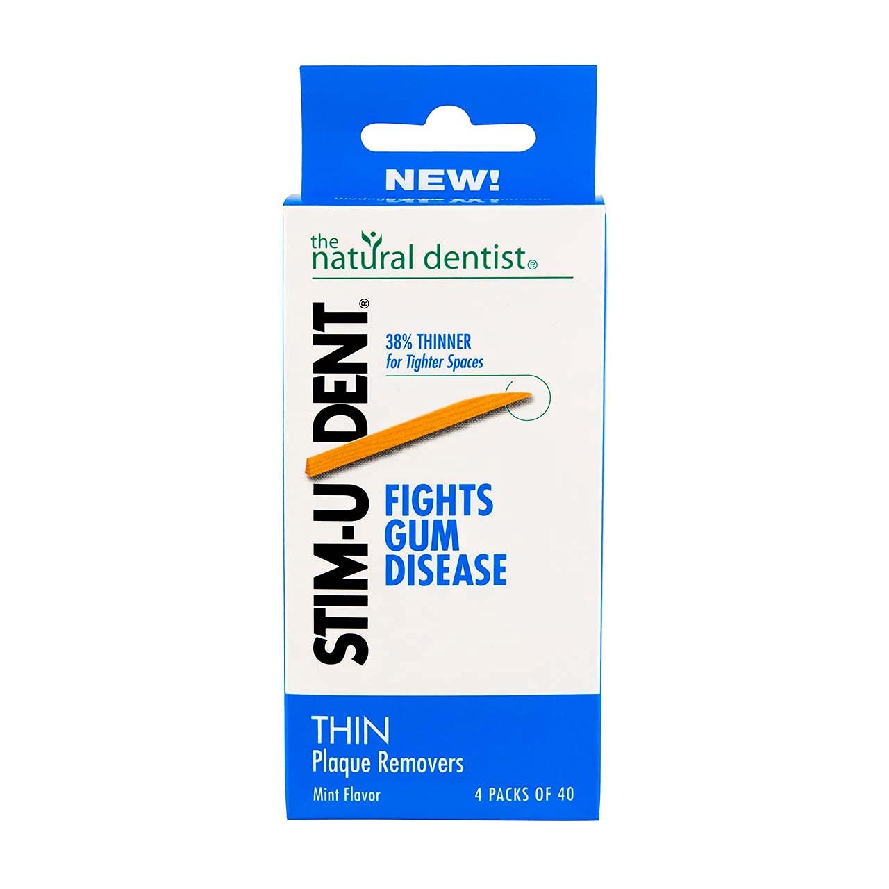 The Natural Dentist Stim-U-Dent – Removedores de placa, fino, sabor a menta, 160 unidades