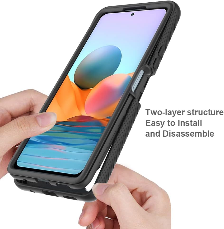 Asuwish Funda de teléfono para Xiaomi Redmi Note 10 Pro con protector de pantalla de vidrio templado y soporte delgado híbrido resistente resistente