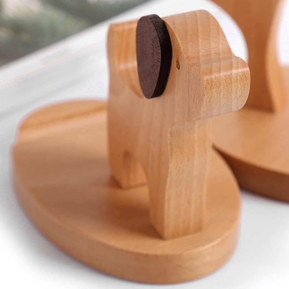 PBQOA Soporte para teléfono celular de 4 pulgadas, soporte de escritorio de madera para todos los teléfonos móviles, lindos animales, perros,