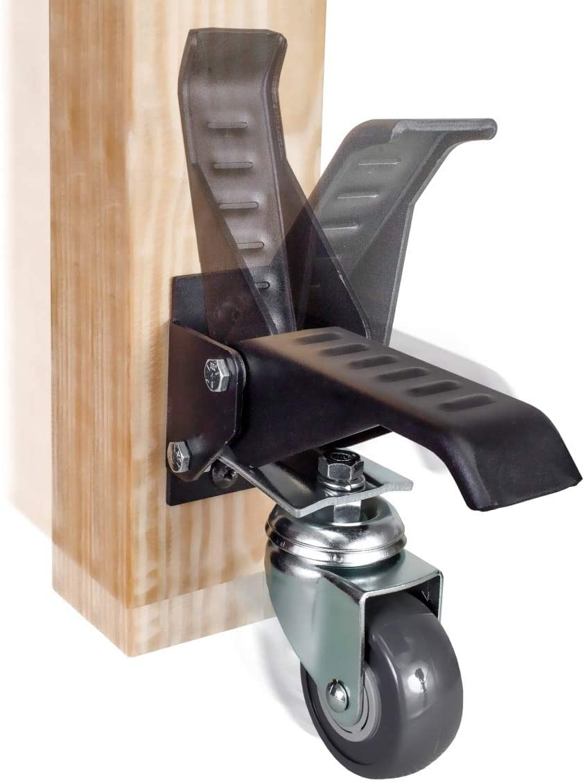 POWERTEC Juego de 4 ruedas para banco de trabajo con opciones de montaje lateral y cargas de 400 libras, ruedas retráctiles de 2-12 pulgadas para