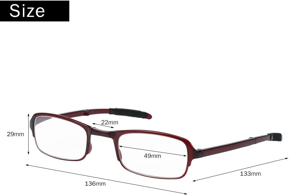Gafas de lectura, hombres y mujeres 1.01.52.02.53.03.54.0, vidrio presbípico de lectura plegable y portátil (2.5-rojo)