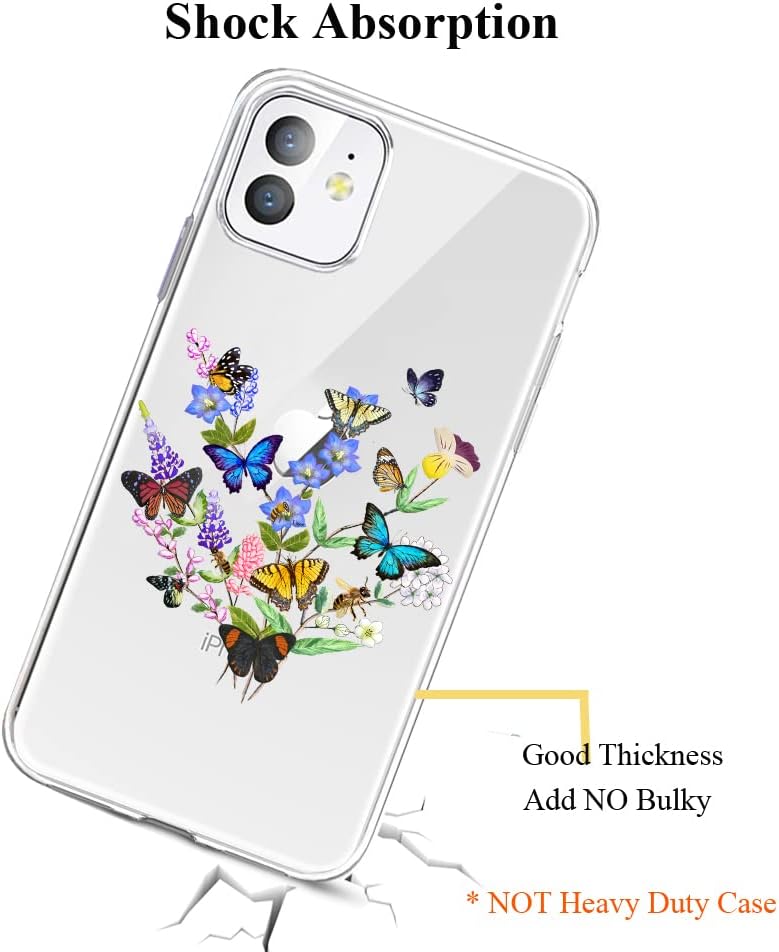 Unov Funda compatible con iPhone 11 transparente con diseño delgado, protector suave de poliuretano termoplástico (TPU) en relieve, patrón floral de