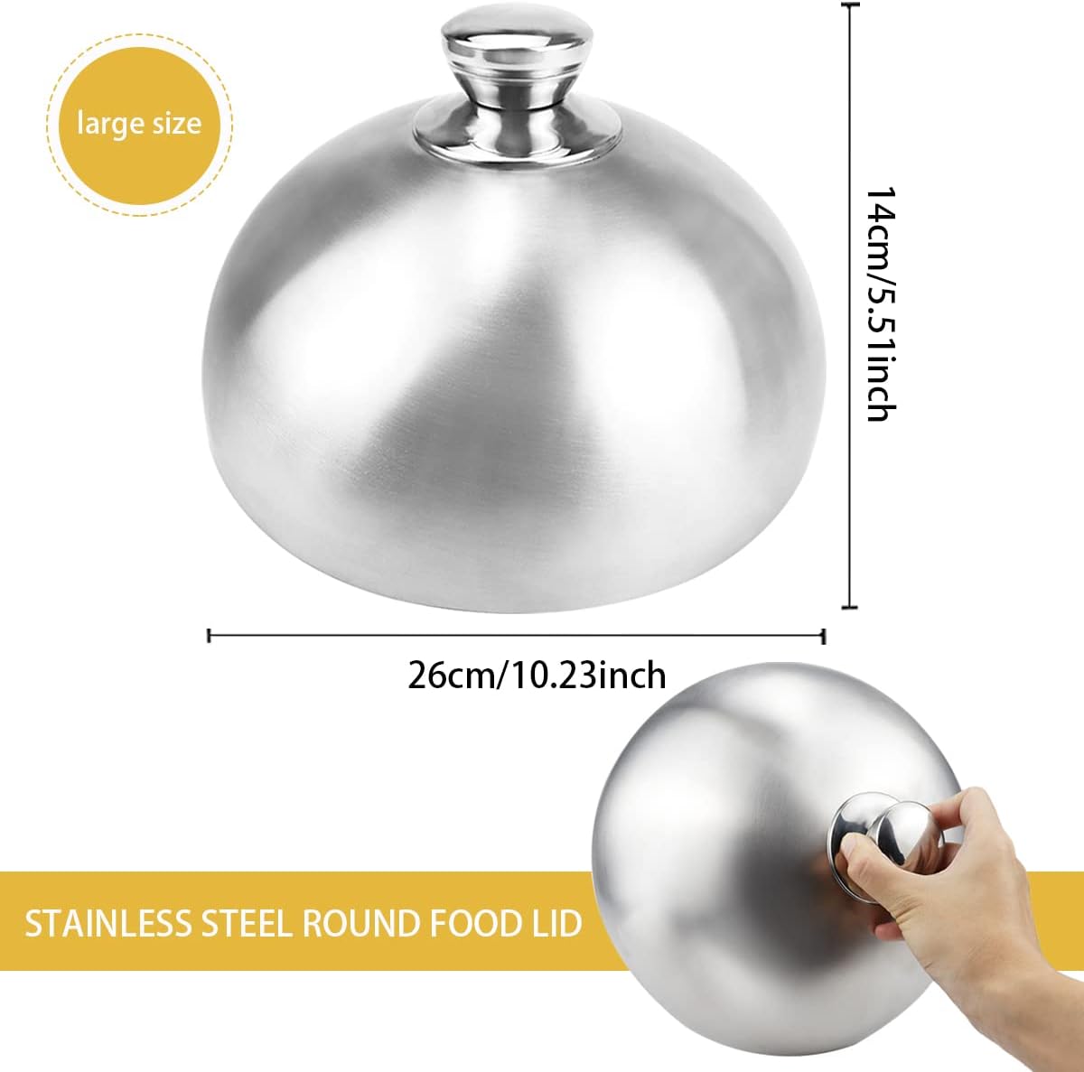 LNQ LUNIQI Cubierta de acero inoxidable para platos de alimentos, cubierta de placa de cúpula para carne, cubierta de placa de alimentos para el