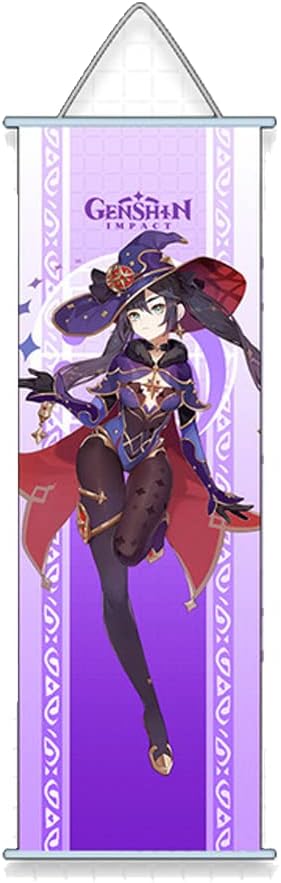 Genshin Impact Wall Scroll – Póster colgante de impacto Genshin – 30 x 10 pulgadas (Mona)