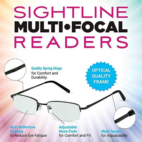 Sightline Multifocus – Gafas de lectura 6000 Gunmetal con aumento de 2.50