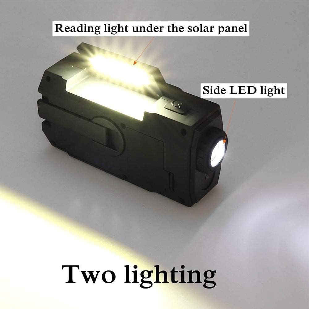 Radio solar de emergencia con luz de lectura LED Radio FM de manivela de mano 2000 mAh Banco de energía 3W linterna luz de lectura y campamento
