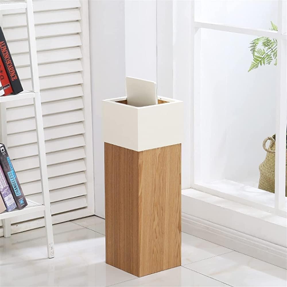 Cubo de basura, cubo de basura de clasificación de madera, papelera para el hogar, baño, sala de estar, cubo de basura de cocina con