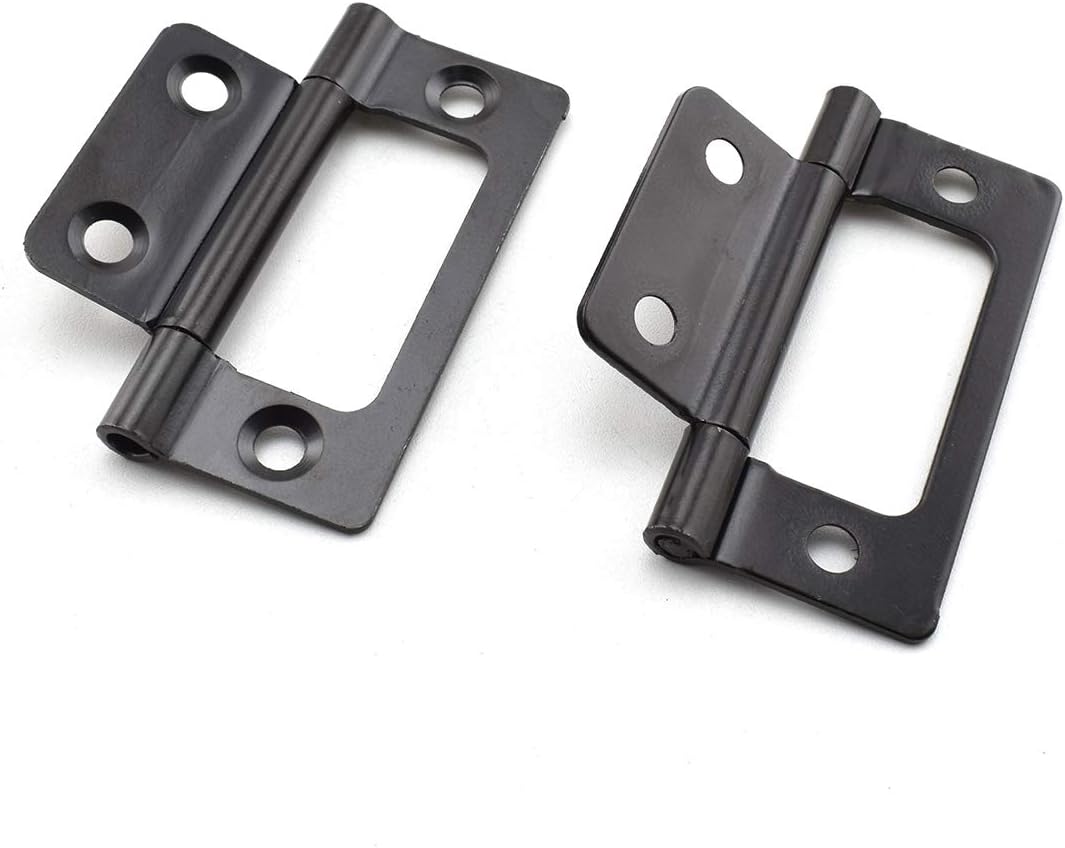 SDTC Tech Paquete de 4 bisagras de puerta sin embutir con tornillos para muebles, ventanas, armarios, etc. – 2 x 0.9 pulgadas, color negro
