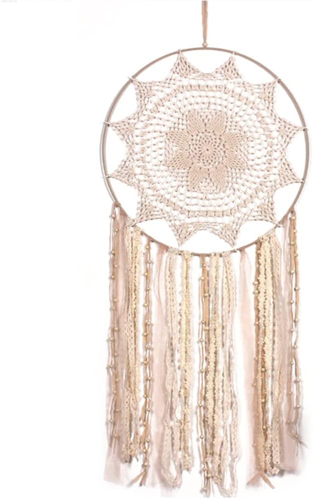 Atrapasueños de macramé  Atrapasueños de borla beige hecho a mano  Adornos colgantes bohemios para dormitorio, sala de estar, guardería, hogar,