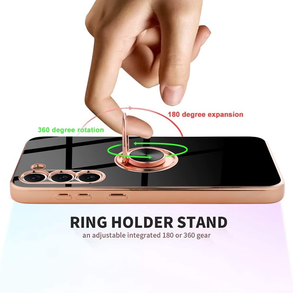 MOWIME Funda diseñada para Samsung Galaxy S23 Plus 5G, cubierta protectora delgada y flexible con soporte de anillo de teléfono incorporado con
