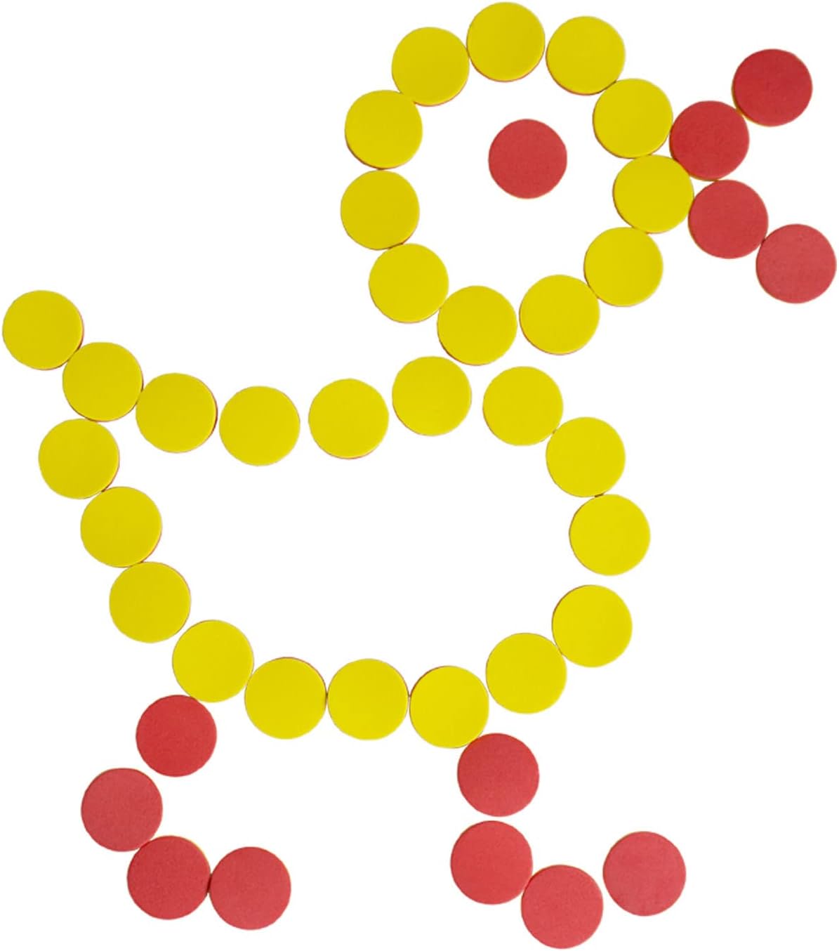 DNB Contadores de espuma de 2 colores, contadores matemáticos de doble cara rojo-amarillo de 1 pulgada, fichas de conteo de aprendizaje temprano,