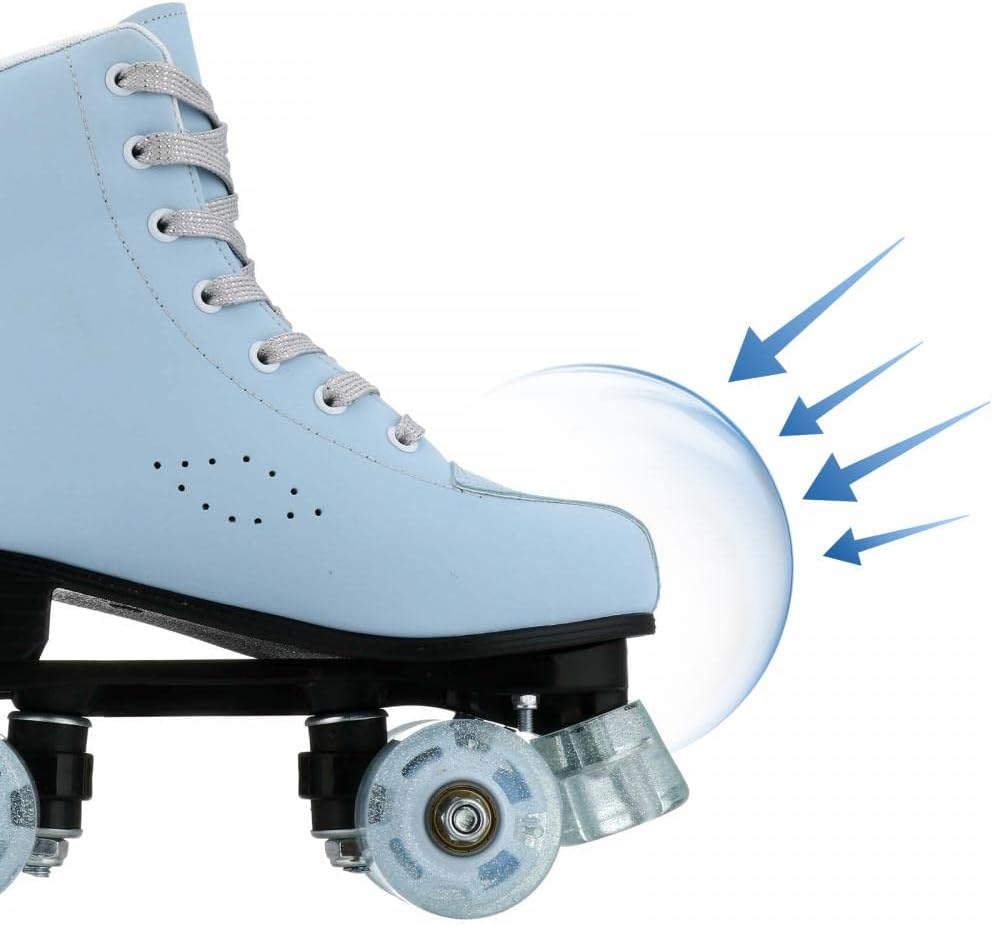 YYW Patines de ruedas para mujeres y hombres, de piel sintética de alta calidad, patines clásicos de doble fila, patines para interiores y