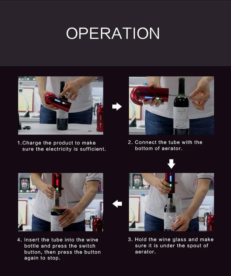 Aireador de vino eléctrico vertedor y dispensador de vino bomba con regalo recargable USB (negro)