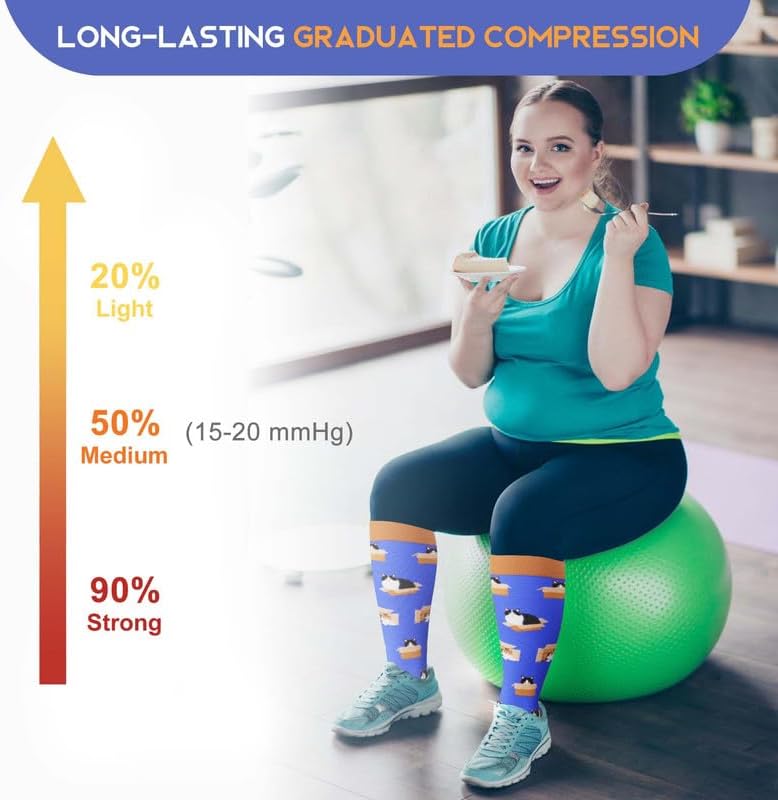 LEVSOX Calcetines de compresión de talla grande para mujeres y hombres, pantorrilla ancha, extra grandes, 15-20 mmHg, hasta la rodilla, calcetines