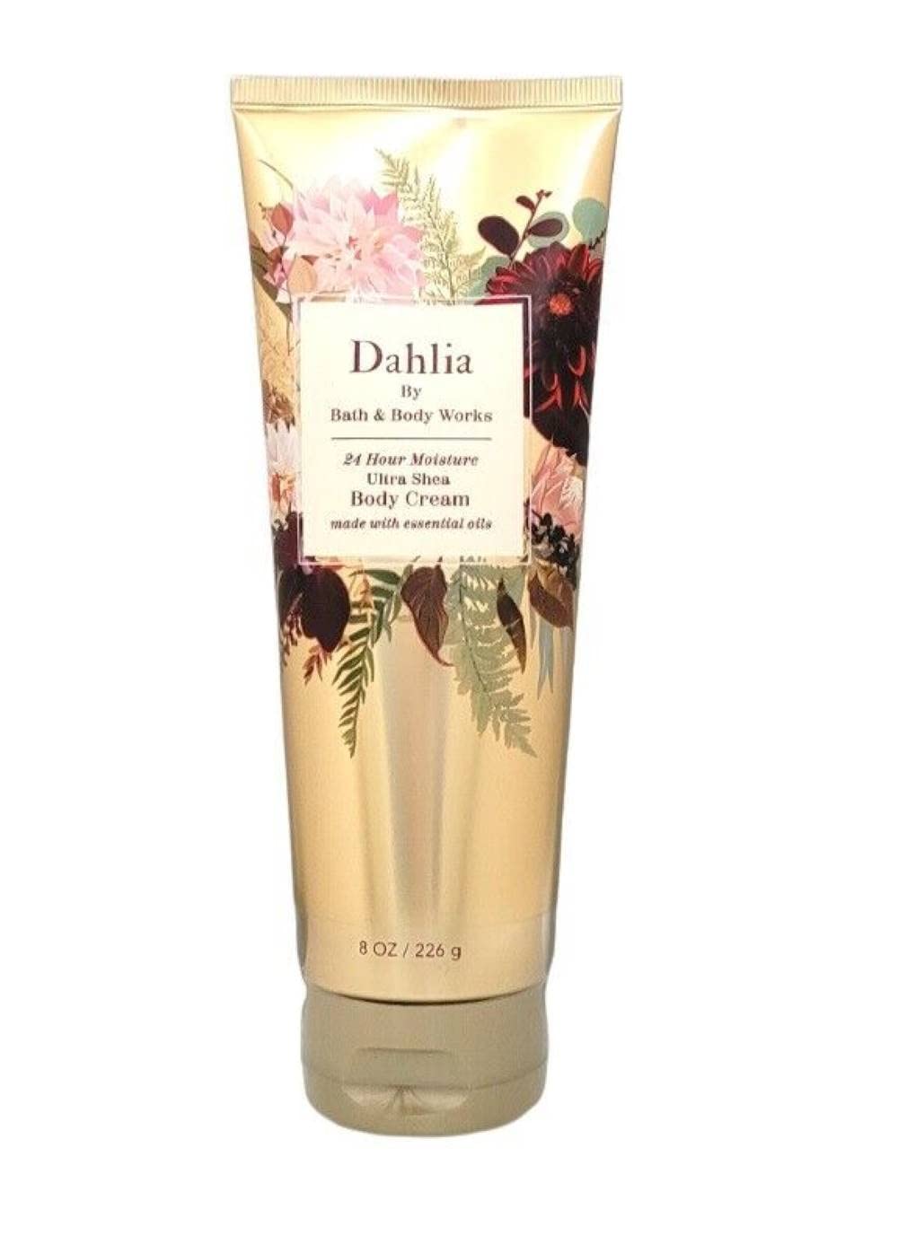 Bath and Body Works Dahlia 24 horas Crema corporal humectante de 8 onzas de tamaño completo Gold Tube 2020