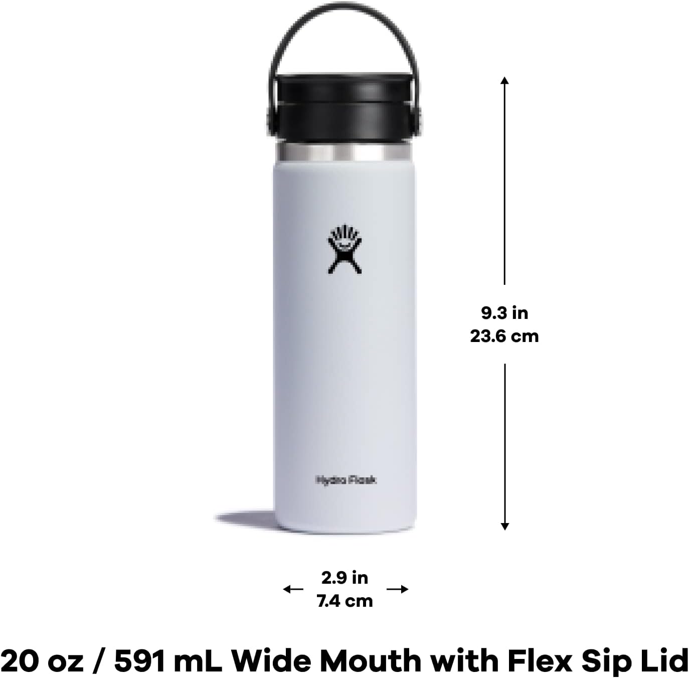 Hydro Flask Botella de boca ancha de acero inoxidable con tapa flexible y aislamiento al vacío de doble pared para café, té y bebidas