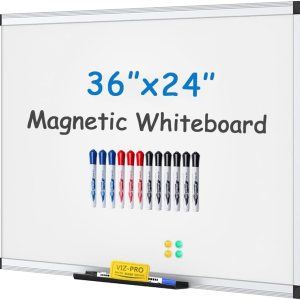 VIZ-PRO Pizarra blanca magnéticapizarra de borrado en seco, 36 x 24 pulgadas, con 1 borrador, 14 marcadores y 4 imanes VIZ-PRO Pizarra blanca magnéticapizarra de borrado en seco, 36 x 24 pulgadas, con 1 borrador, 14 marcadores y 4 imanes