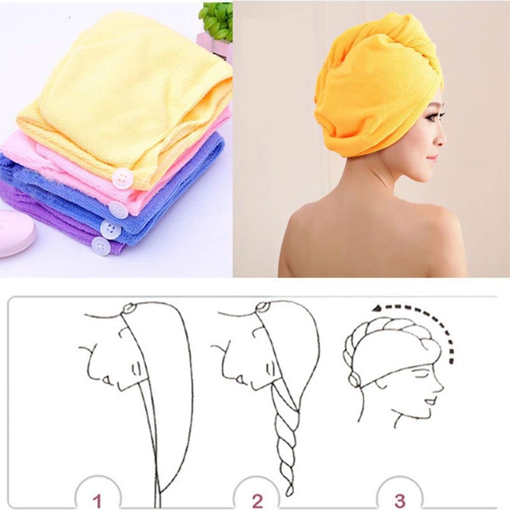 Toalla de microfibra de secado rápido, turbante de secado de pelo, toalla suave para envolver el cabello, suministros de baño, toallas de salón