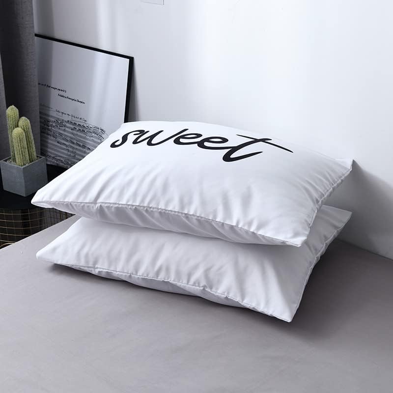 Slumber Dream Juego de 2 fundas de almohada blancas con diseño de corazón para amantes y novias, paquete de 2 fundas de almohada tipo sobre de 20 x
