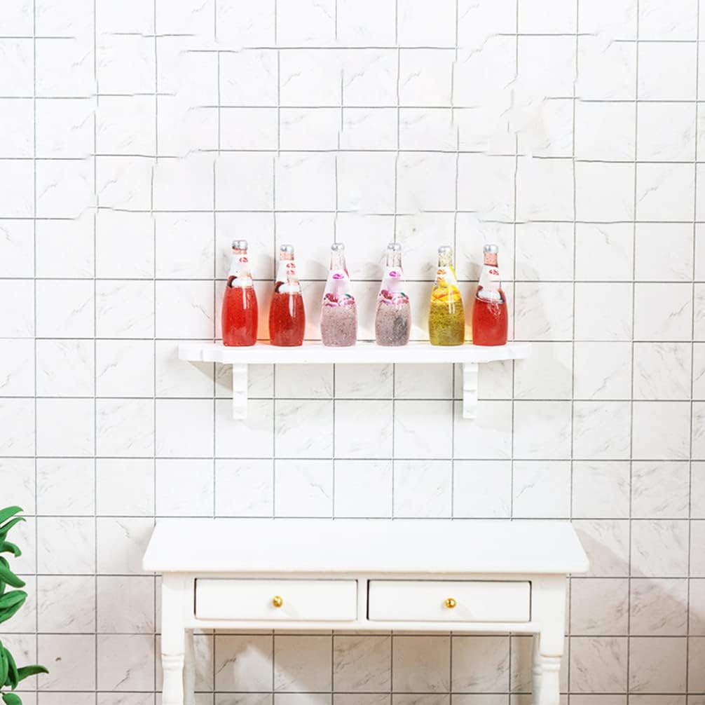 Ipetboom 2 estantes de pared para casa de muñecas, estantes de madera en miniatura, 1 12 escalas diminutas de madera blanca para decoración de