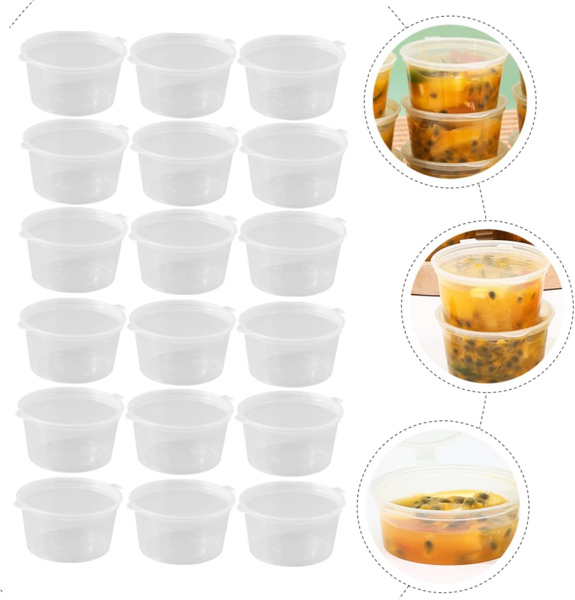 Caja de embalaje de fruta de la pasión, tazas de yogur, recipientes de salsa, tazas para cupcakes, accesorios de almuerzo para niños, contenedor de