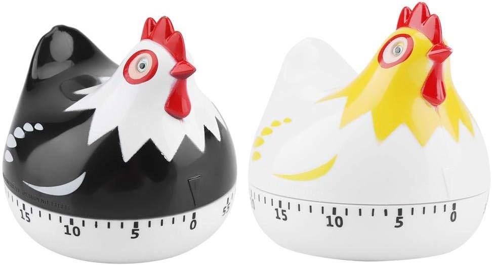 Temporizador de cocina, temporizador de cuenta regresiva de pollo lindo para cocinar hornear (negro)
