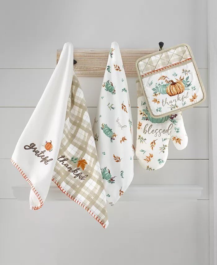 Avanti Linens – Toallas de cocina, juego de toallas de algodón de 3 piezas, decoración de cocina inspirada en el otoño (parche agradecido)