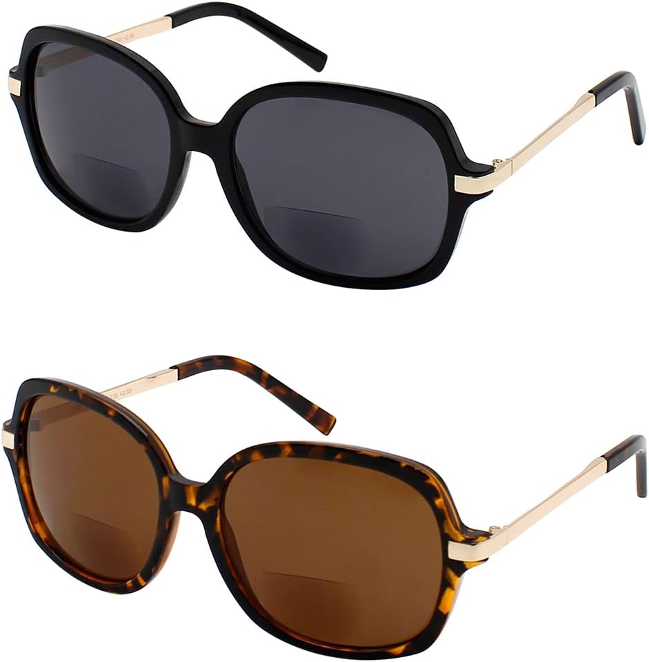 Yogo Vision Gafas de sol bifocales de lectura para mujer, clásicas, cuadradas, UV400, protección solar, lentes de lectura para exteriores +3.5