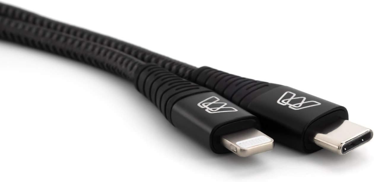 Sewell MOS Strike USB-C to Lightning Fast Charge Cable for iPhone 6 ft. Supports USB-C Power Delivery iPhone 11, 11 Pro, X, XS, 8, Max, Gray