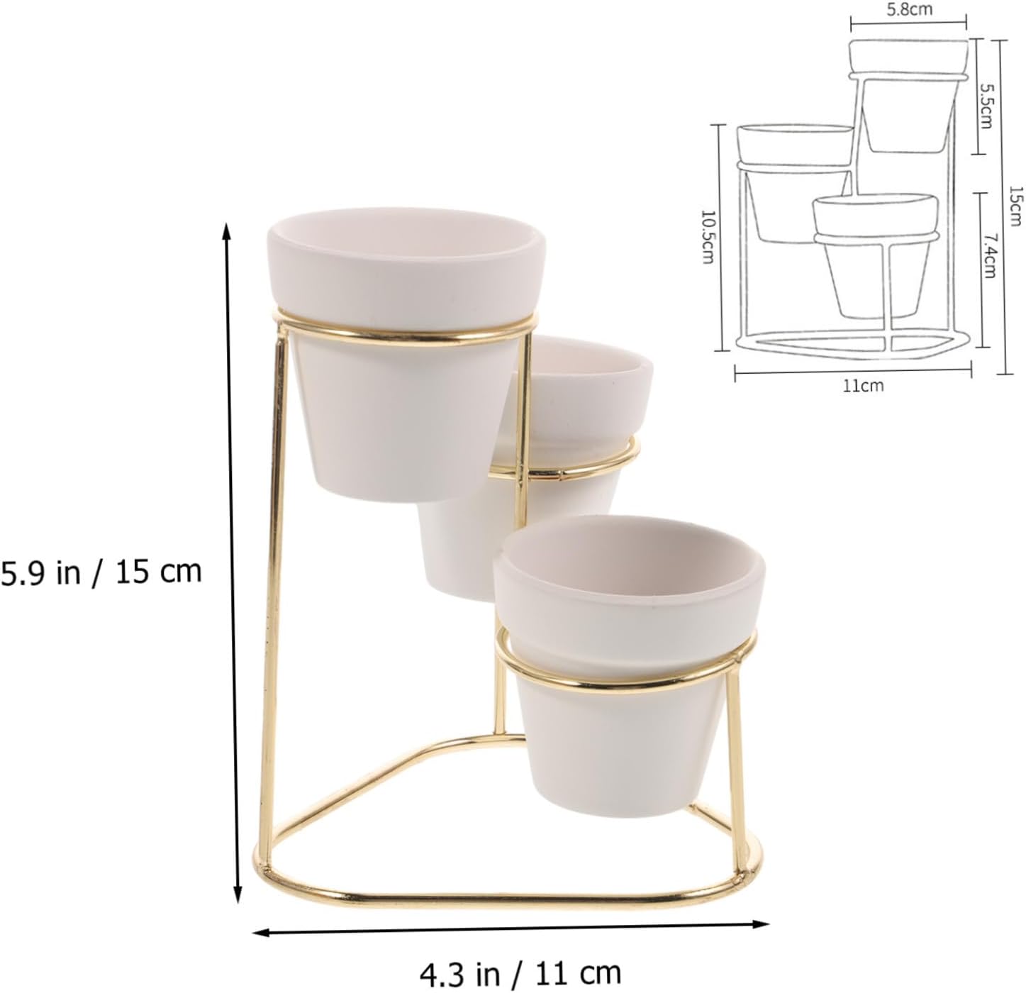 Yardwe 2 juegos de soporte para macetas de metal para plantas, maceta pequeña de cerámica, maceta, maceta, estante para maceta, cuenca, maceta,