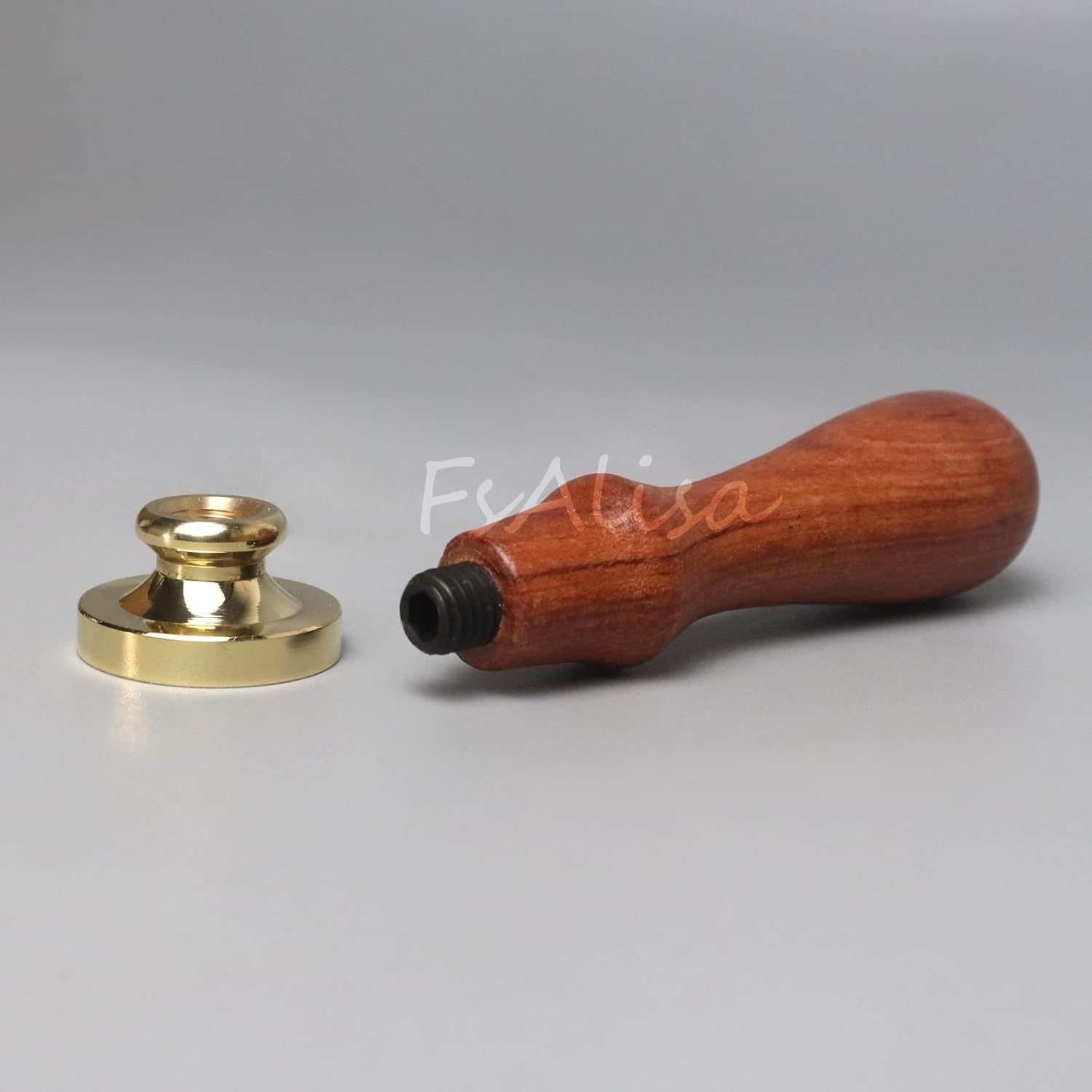 FsAlisa Sello de cera con cabeza de latón extraíble, mango de madera, ideal para adornar sobres, invitaciones de boda, paquetes de vino, envoltura