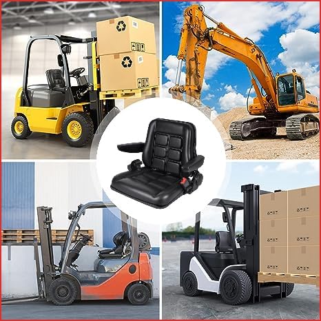 Asiento universal ajustable para carretilla elevadora con cinturón de seguridad y reposabrazos, respaldo ajustable y riel deslizante Asiento de