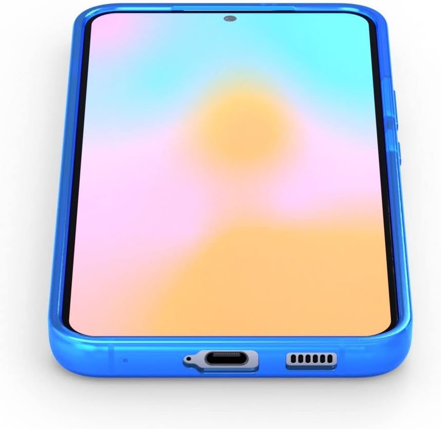 FELONY CASE – Funda protectora transparente azul neón para Samsung Galaxy S22, TPU y policarbonato que absorbe los golpes – A prueba de grietas con